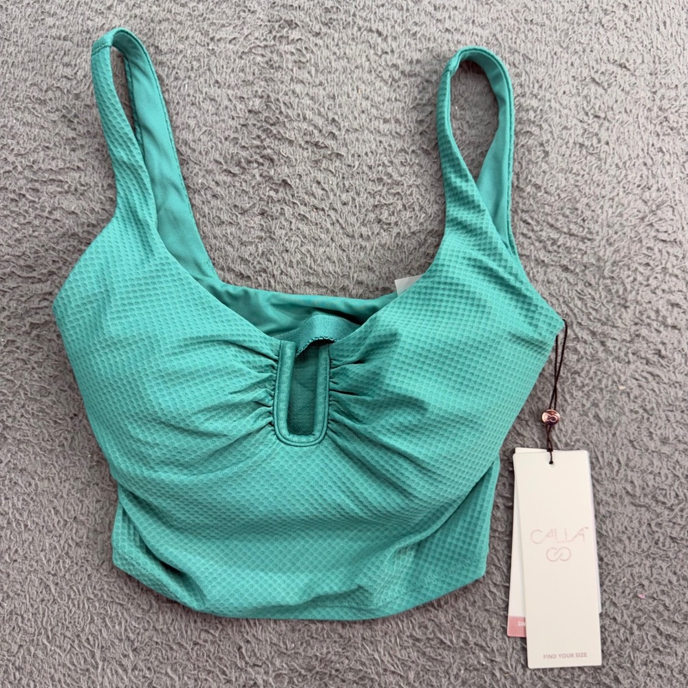 CALIA UBAR LL Bikini Top Womens XS Jungle Green Textured Longline WSA15204M
